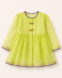 Indian Lime Green Dragonfly Patiala Salwar Set - Anaario - Image 4