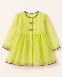 Indian Lime Green Dragonfly Patiala Salwar Set - Anaario - Image 4