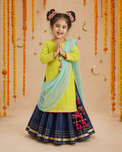 Indian Lime Green Navy Lehenga Set - Anaario - Image 10
