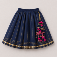 Indian Lime Green Navy Lehenga Set - Anaario - Image 5