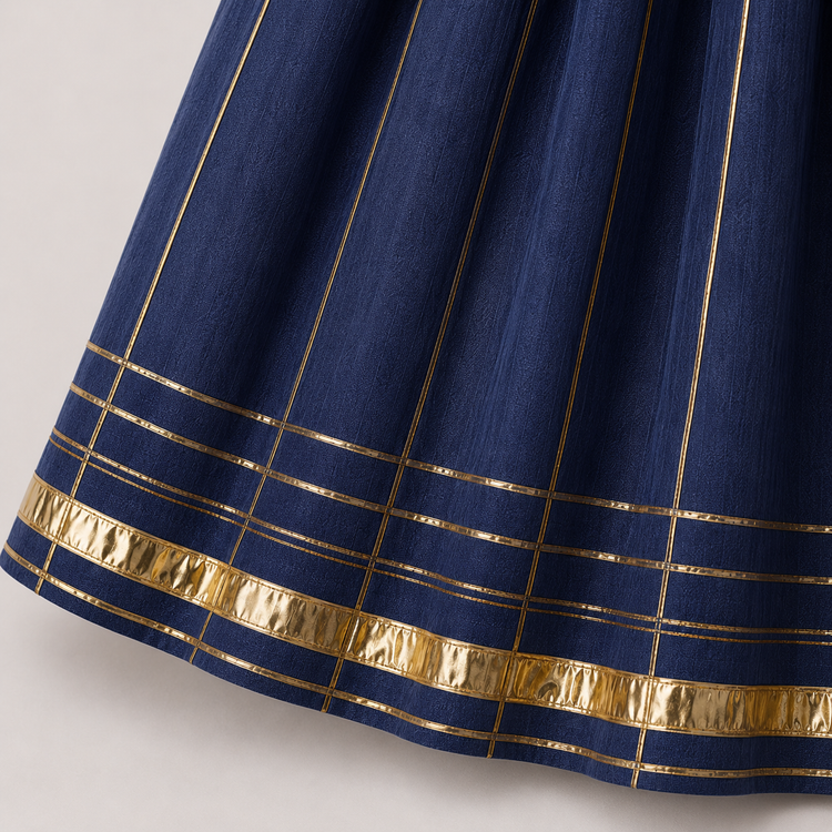 Indian Lime Green Navy Lehenga Set - Anaario - Image 9