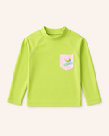 Boy wearing Anaario Lime and Pink Banana Car Swim Set
