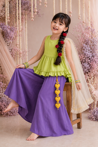 Indian Lime Purple Palazzo Set - Anaario - Image 8