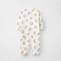 Lion & Koala bamboo cotton baby sleepsuit — zip romper onesie detail