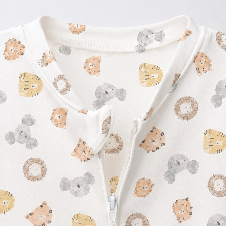 Lion & Koala bamboo cotton baby sleepsuit — full-sleeve baby sleepsuit, zip onesie