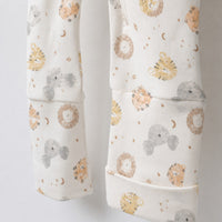 Lion & Koala bamboo cotton baby sleepsuit — two-way zip romper onesie