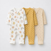 Lion & Koala bamboo baby sleepsuit combo — coordinating full-sleeve two-way zip romper onesies
