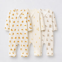Little Lion bamboo baby sleepsuit combo — coordinating full-sleeve two-way zip romper onesies