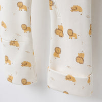 Little Lion bamboo cotton baby sleepsuit — footed zip-front sleepsuit, onesie romper
