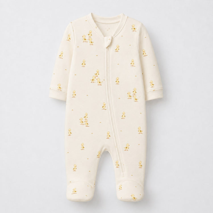 Little Lion bamboo cotton baby sleepsuit — full-sleeve baby sleepsuit, zip onesie