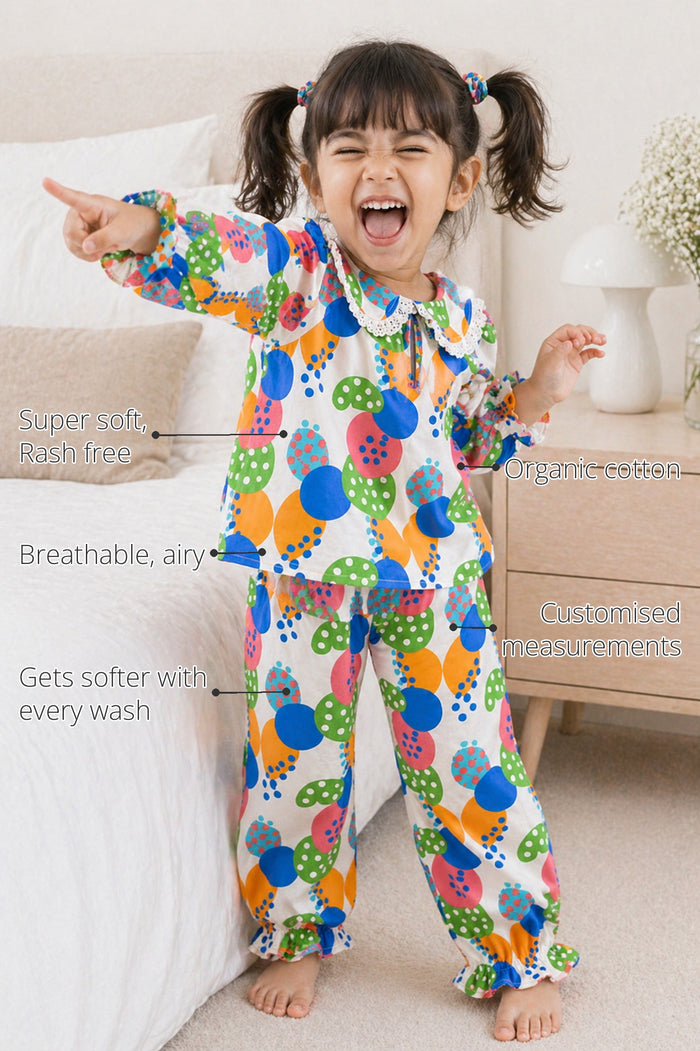 Jolly Bubbles Girls' Night Suit features