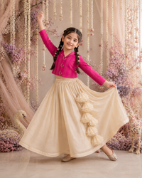 Indian Magenta Moon-Star Jacket-Lehenga Set - Anaario - Image 8