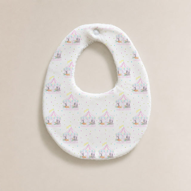 Merry-Go-Round bamboo baby bib — merry-go-round print, soft bamboo cotton