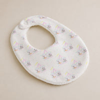 Merry-Go-Round bamboo baby bib — absorbent sherpa backing