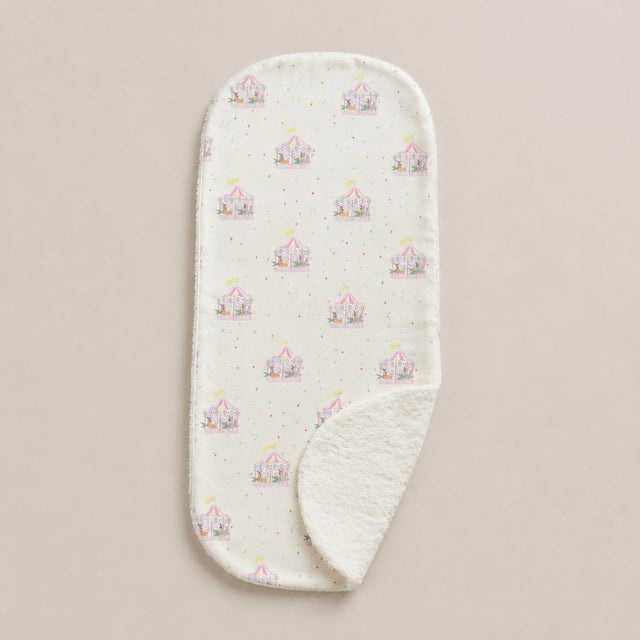 Merry-Go-Round bamboo baby burp cloth — merry-go-round print, soft bamboo cotton