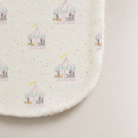 Merry-Go-Round bamboo baby burp cloth — absorbent sherpa backing