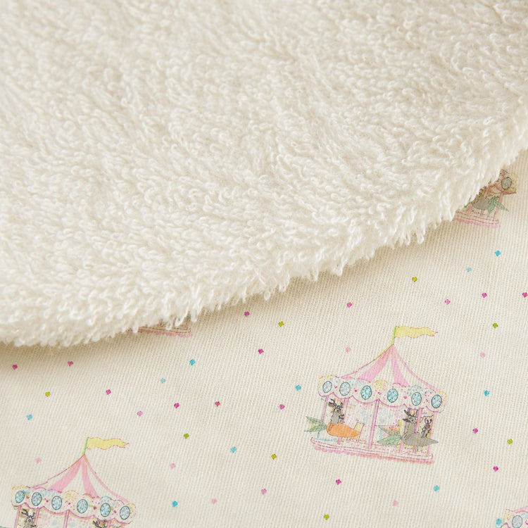 Merry-Go-Round bamboo baby burp cloth — print detail