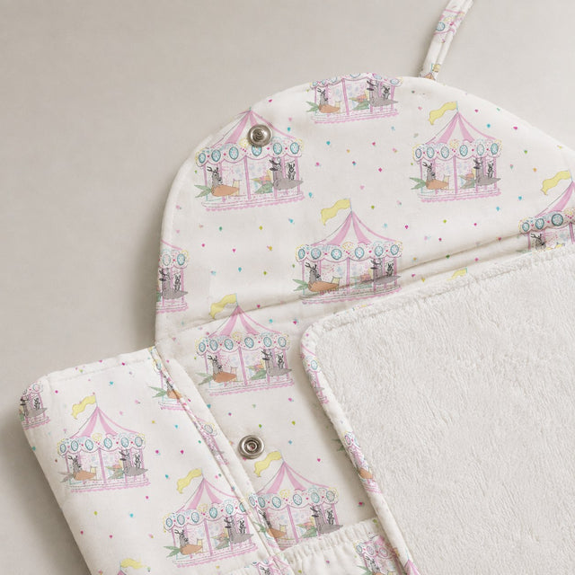 Merry-Go-Round bamboo baby changing mat — absorbent sherpa backing