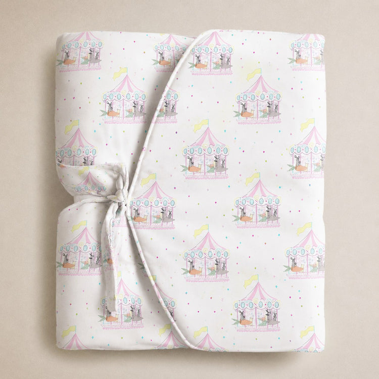 Merry-Go-Round bamboo baby changing mat — soft bamboo cotton flatlay