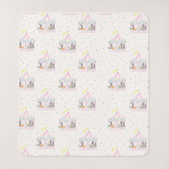Merry-Go-Round bamboo baby quilt — absorbent sherpa backing