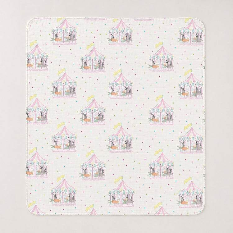 Merry-Go-Round bamboo baby quilt — absorbent sherpa backing