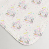 Merry-Go-Round bamboo baby quilt — print detail