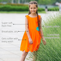 Playful Peekaboo Girls' Dress (Aqua Magic Print) features