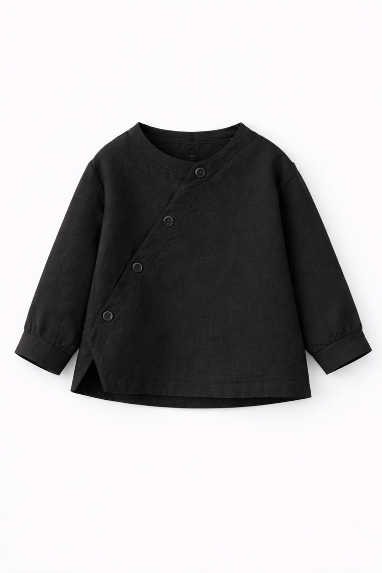 Boy wearing Anaario Midnight Dot Wrap Co-ord Set