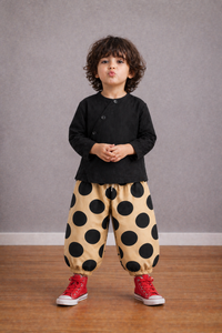 Boy wearing Anaario Midnight Dot Wrap Co-ord Set