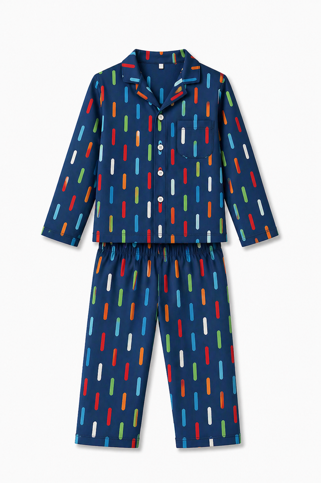 Boy wearing Anaario Midnight Dots Night Suit