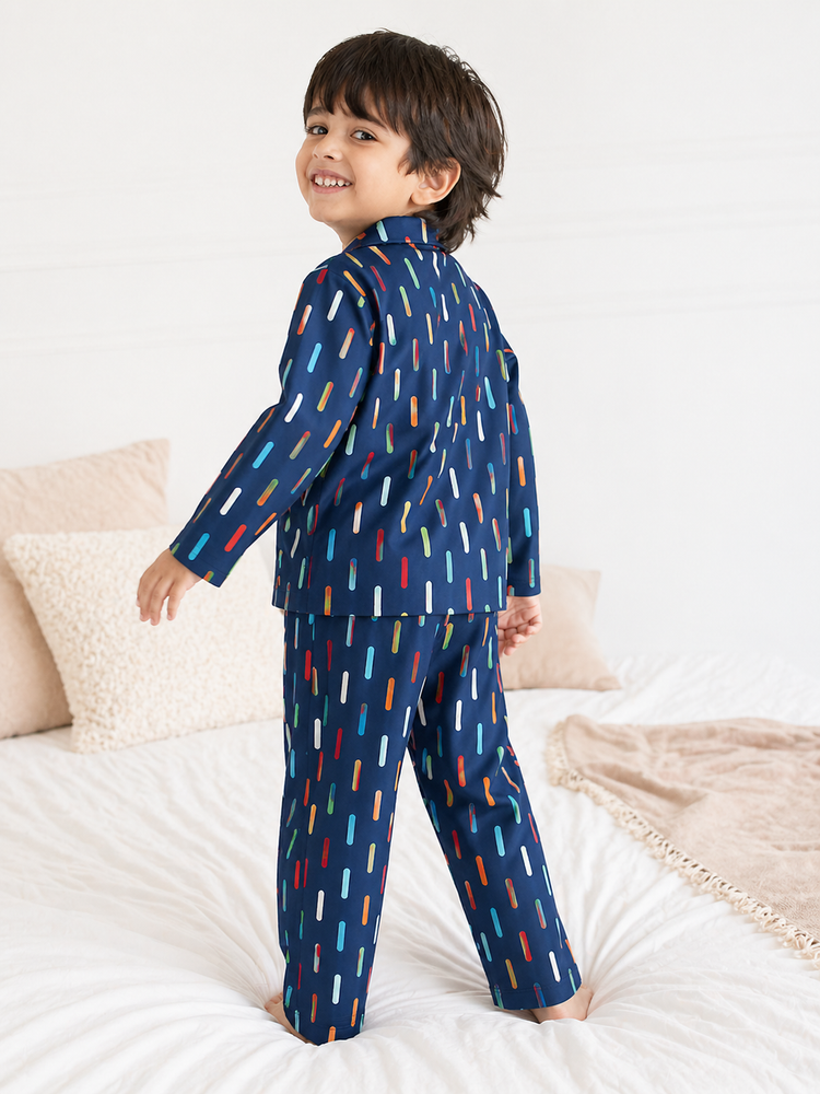 Boy wearing Anaario Midnight Dots Night Suit