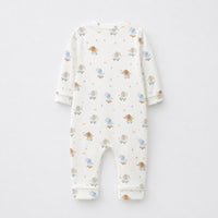 Mini Elephant bamboo cotton baby sleepsuit — footed zip-front sleepsuit, onesie romper