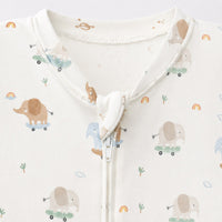 Mini Elephant bamboo cotton baby sleepsuit — bamboo cotton onesie romper flatlay
