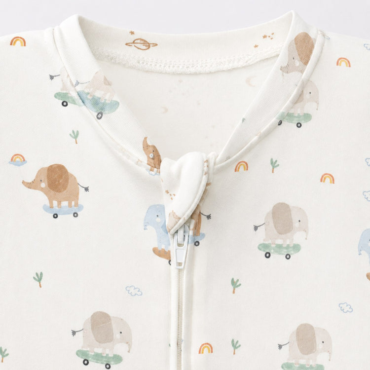 Mini Elephant bamboo cotton baby sleepsuit — bamboo cotton onesie romper flatlay