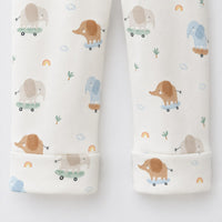 Mini Elephant bamboo cotton baby sleepsuit — zip romper onesie detail