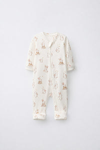 Mini Elephant bamboo cotton baby sleepsuit — full-sleeve baby sleepsuit, zip onesie