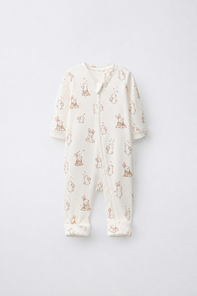 Mini Elephant bamboo cotton baby sleepsuit — full-sleeve baby sleepsuit, zip onesie