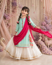 Indian Mint Bird Lehenga Set - Anaario - Image 10