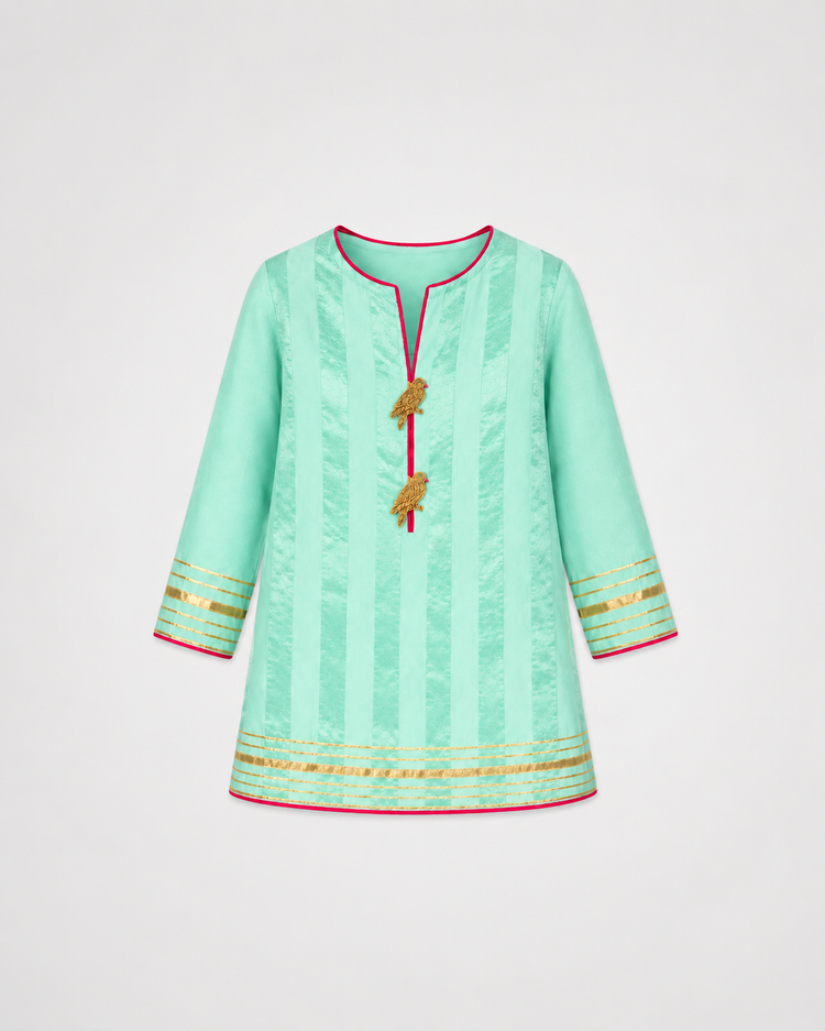 Indian Mint Bird Lehenga Set - Anaario - Image 4