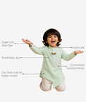 Anaario Mint Dragonfly-Motif Asymmetrical Boys' Kurta key features