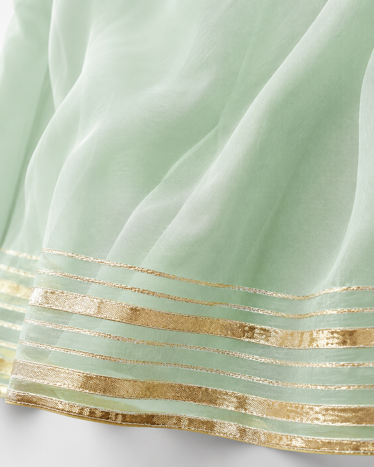Indian Mint Green Flamingo Angrakha Set - Anaario - Image 7