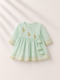 Anaario Mint Green Flamingo Angrakha Set, mint green wrap top flat lay with gold flamingo embroidery