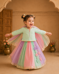 Indian Mint Lilac Pink Lehenga Set - Anaario - Image 1