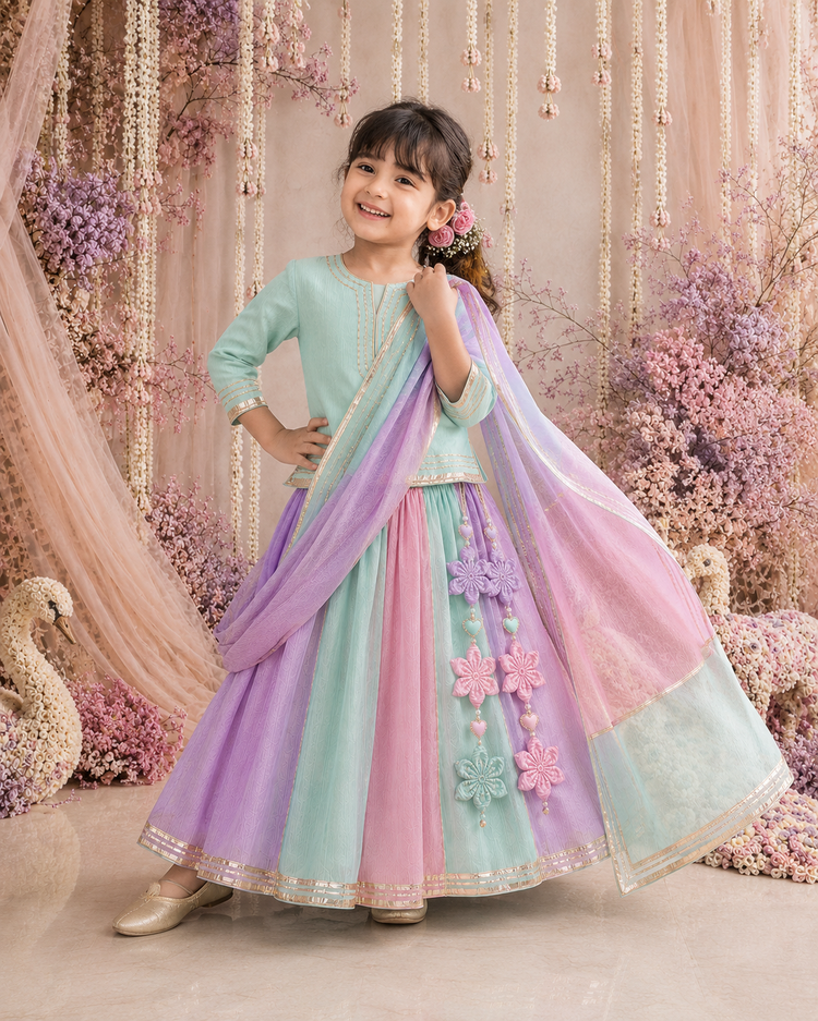 Indian Mint Lilac Pink Lehenga Set - Anaario - Image 11