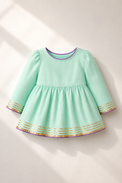 Anaario Mint Peplum Lehenga Set, mint peplum top flat lay with purple trim
