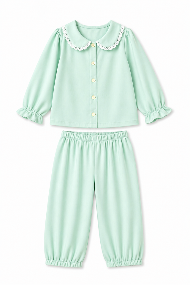 Girl wearing Anaario Mint Petals Dreams Night Suit
