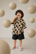 Boy wearing Anaario Mocha Dot Oversized Shirt Set