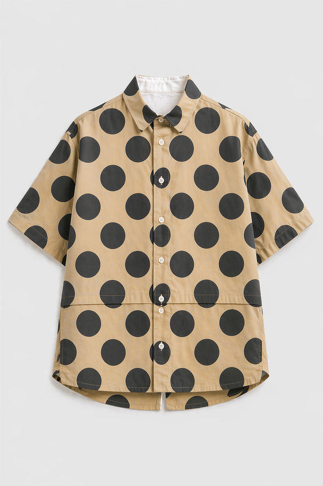 Boy wearing Anaario Mocha Dot Oversized Shirt Set