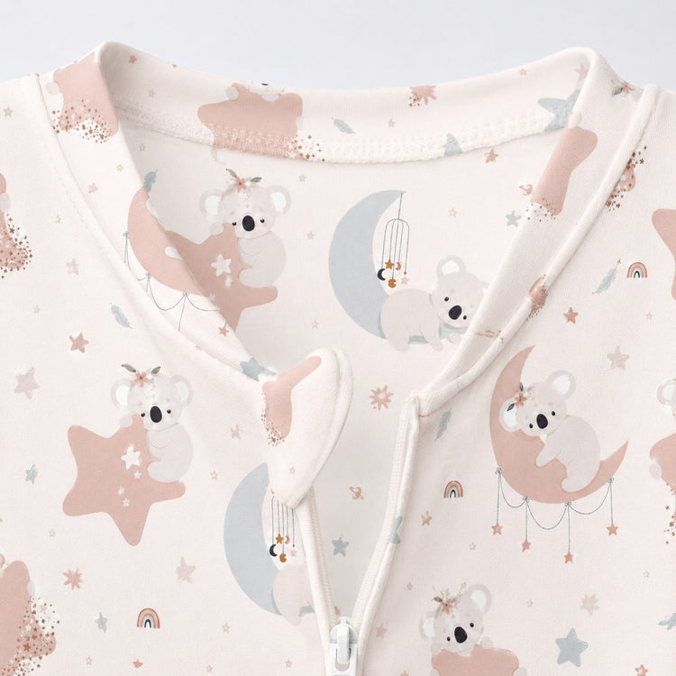 Moon & Teddy bamboo cotton baby sleepsuit — bamboo cotton onesie romper flatlay