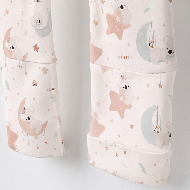 Moon & Teddy bamboo cotton baby sleepsuit — zip romper onesie detail